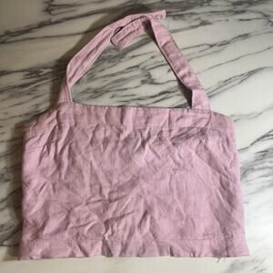 Abercrombie‎ & Fitch Cropped Size M Halter Y2K Linen Blend Pink Tank Top Smocked
